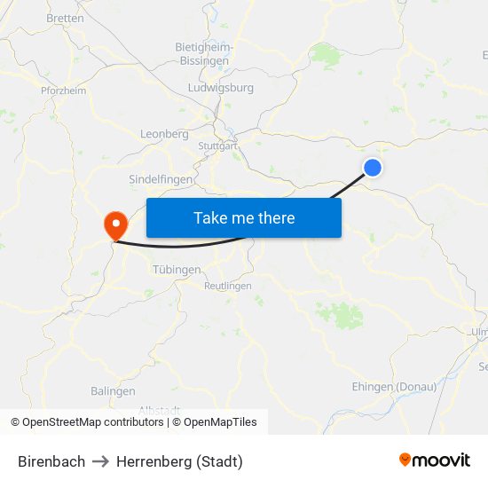 Birenbach to Herrenberg (Stadt) map