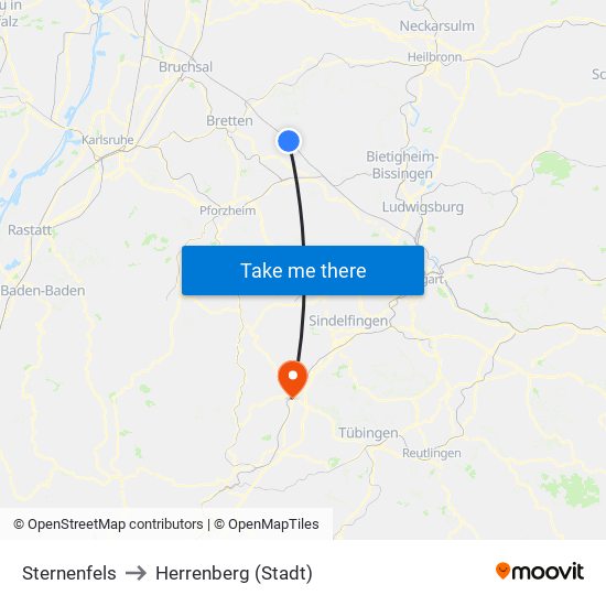 Sternenfels to Herrenberg (Stadt) map