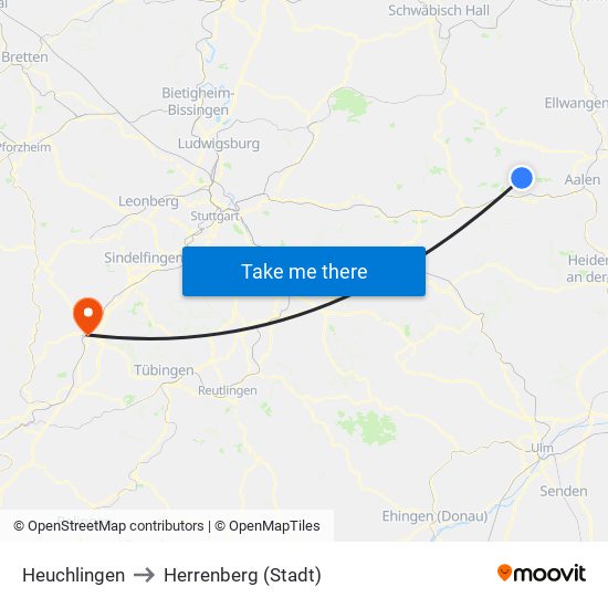 Heuchlingen to Herrenberg (Stadt) map