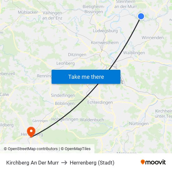 Kirchberg An Der Murr to Herrenberg (Stadt) map