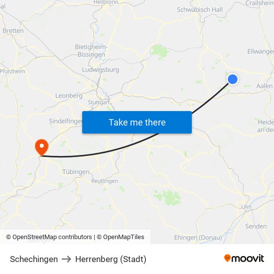 Schechingen to Herrenberg (Stadt) map