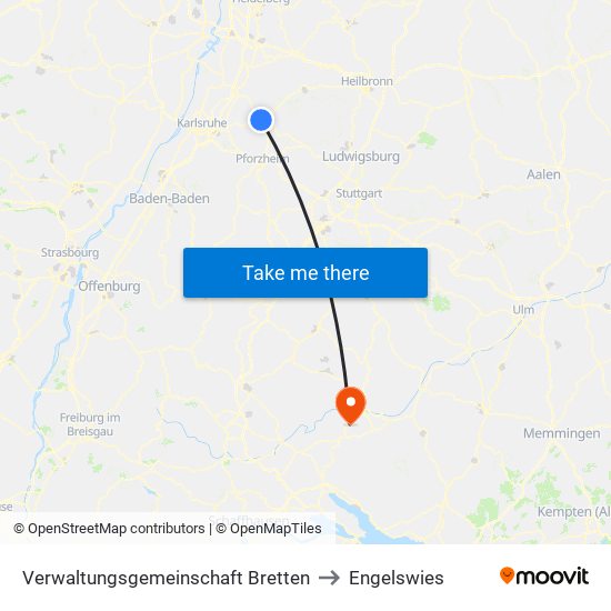 Verwaltungsgemeinschaft Bretten to Engelswies map