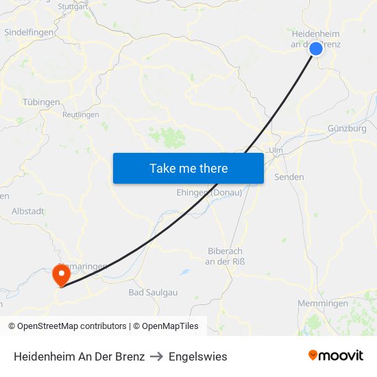 Heidenheim An Der Brenz to Engelswies map