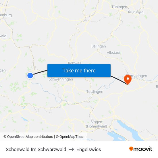 Schönwald Im Schwarzwald to Engelswies map