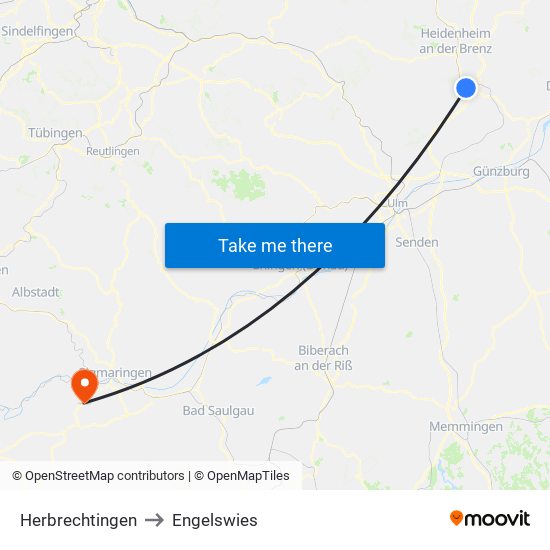 Herbrechtingen to Engelswies map