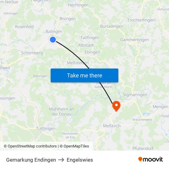 Gemarkung Endingen to Engelswies map