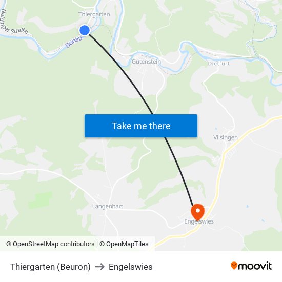 Thiergarten (Beuron) to Engelswies map