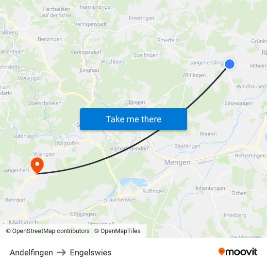 Andelfingen to Engelswies map