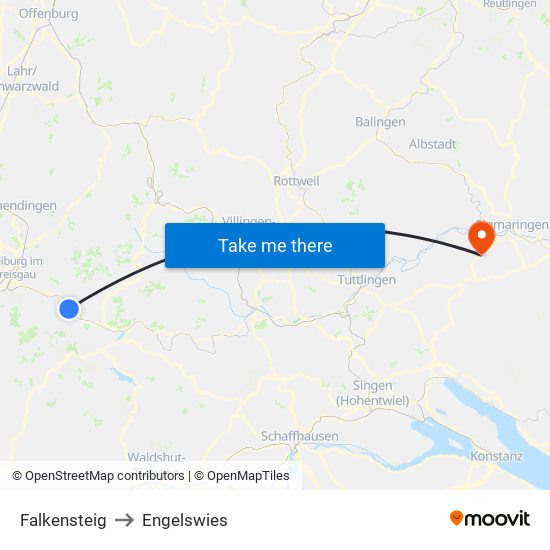 Falkensteig to Engelswies map