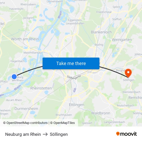 Neuburg am Rhein to Söllingen map