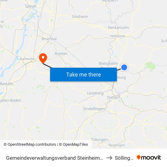 Gemeindeverwaltungsverband Steinheim-Murr to Söllingen map
