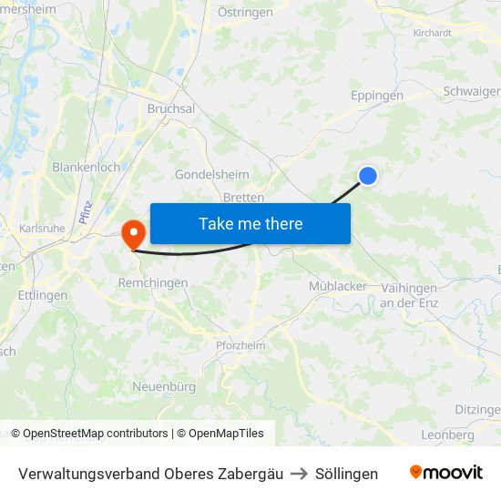 Verwaltungsverband Oberes Zabergäu to Söllingen map