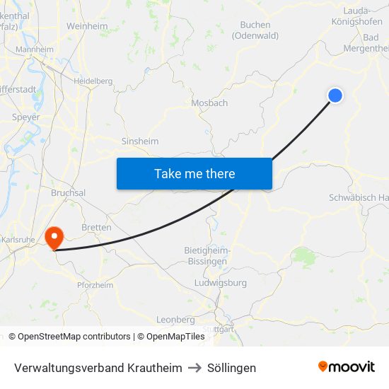 Verwaltungsverband Krautheim to Söllingen map