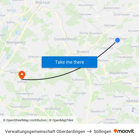 Verwaltungsgemeinschaft Oberderdingen to Söllingen map