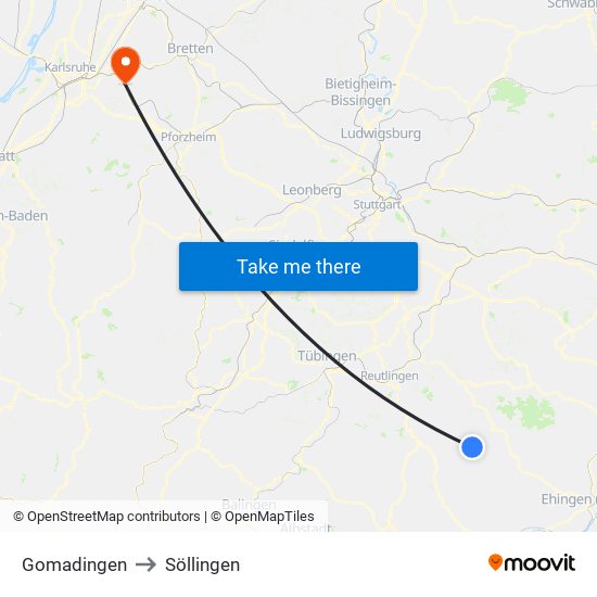 Gomadingen to Söllingen map