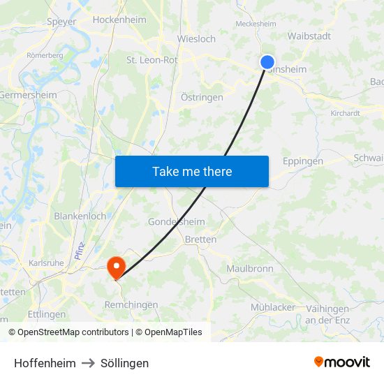 Hoffenheim to Söllingen map