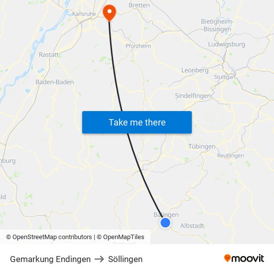 Gemarkung Endingen to Söllingen map