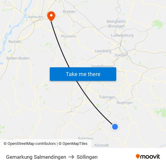 Gemarkung Salmendingen to Söllingen map