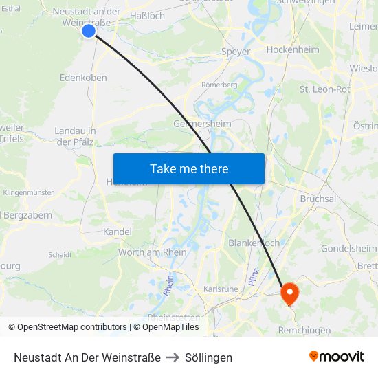 Neustadt An Der Weinstraße to Söllingen map