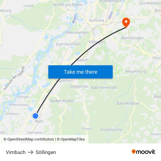 Vimbuch to Söllingen map