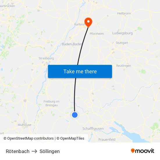 Rötenbach to Söllingen map