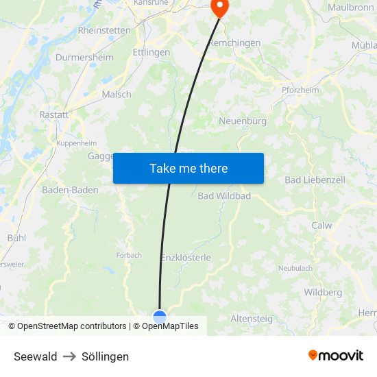 Seewald to Söllingen map