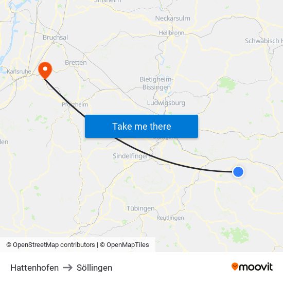 Hattenhofen to Söllingen map