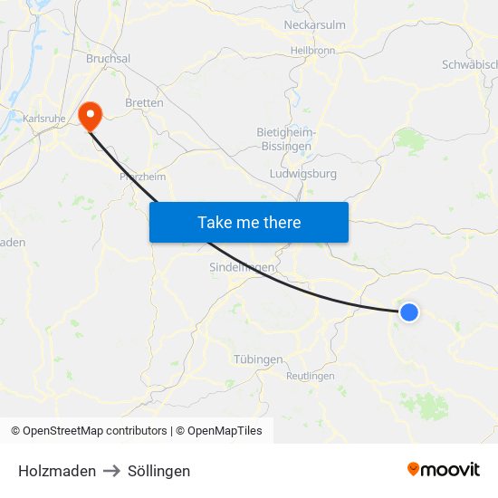 Holzmaden to Söllingen map