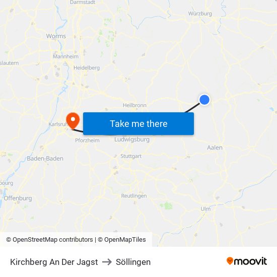Kirchberg An Der Jagst to Söllingen map