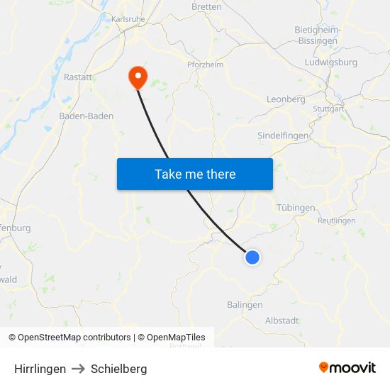 Hirrlingen to Schielberg map