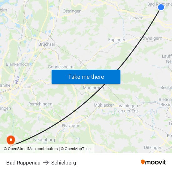 Bad Rappenau to Schielberg map