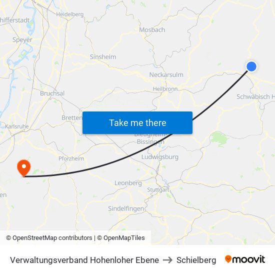 Verwaltungsverband Hohenloher Ebene to Schielberg map