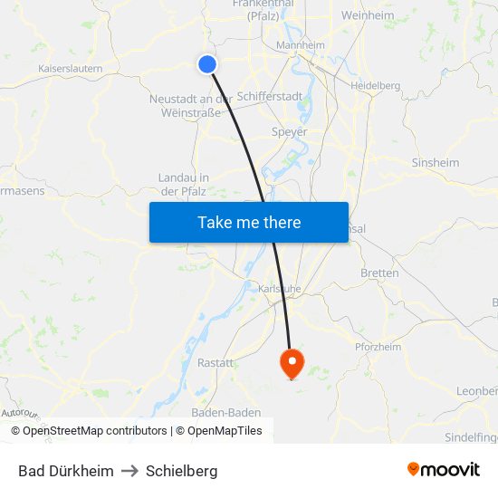 Bad Dürkheim to Schielberg map