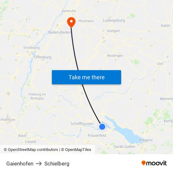 Gaienhofen to Schielberg map