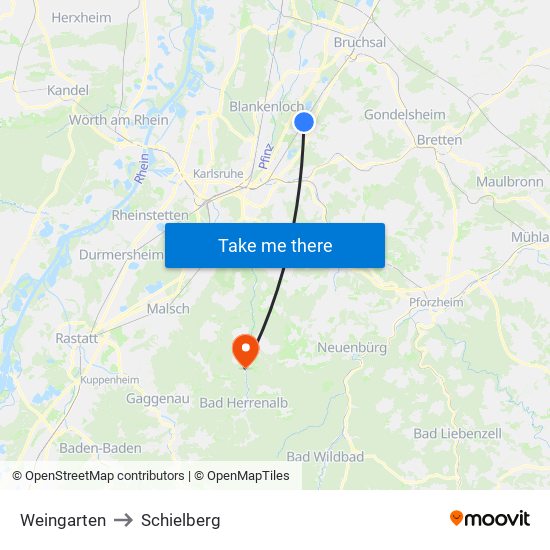 Weingarten to Schielberg map