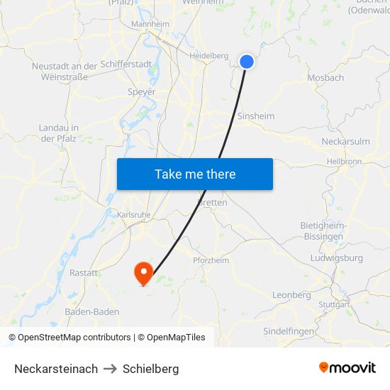 Neckarsteinach to Schielberg map