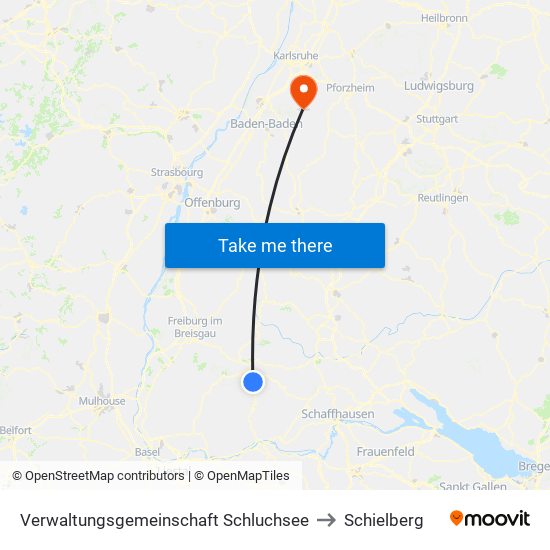 Verwaltungsgemeinschaft Schluchsee to Schielberg map