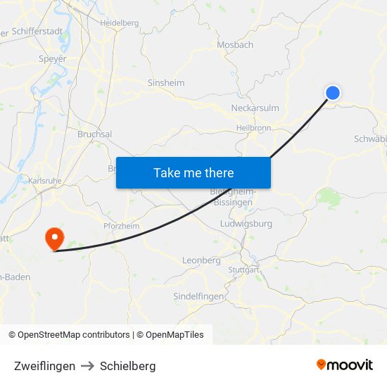 Zweiflingen to Schielberg map