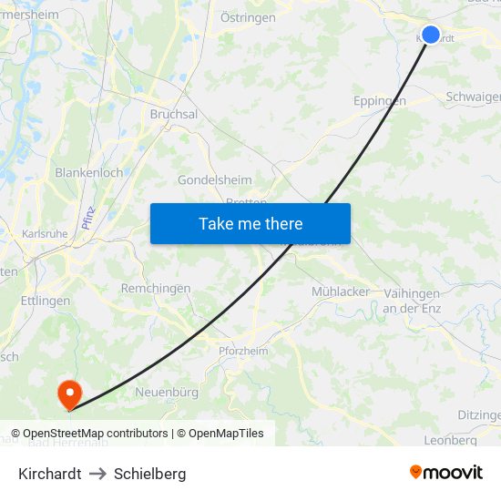 Kirchardt to Schielberg map