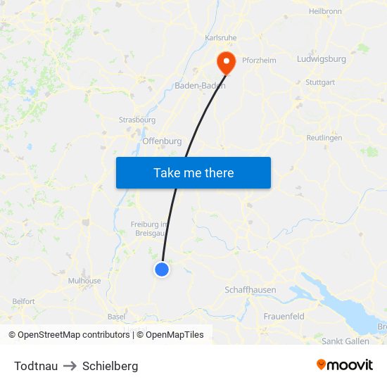 Todtnau to Schielberg map