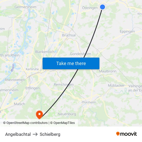 Angelbachtal to Schielberg map