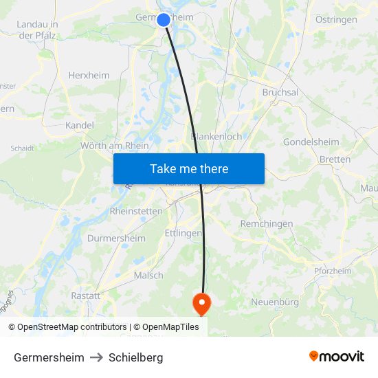 Germersheim to Schielberg map