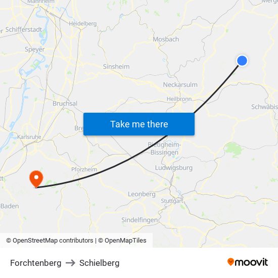 Forchtenberg to Schielberg map