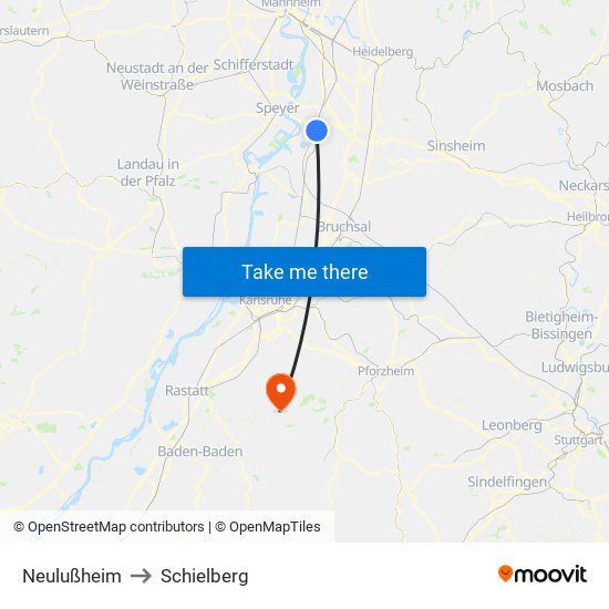 Neulußheim to Schielberg map