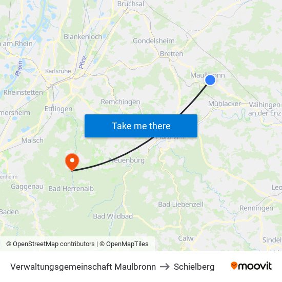 Verwaltungsgemeinschaft Maulbronn to Schielberg map