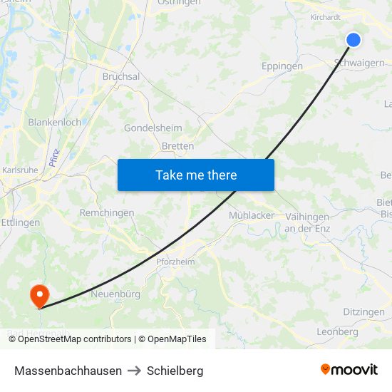 Massenbachhausen to Schielberg map