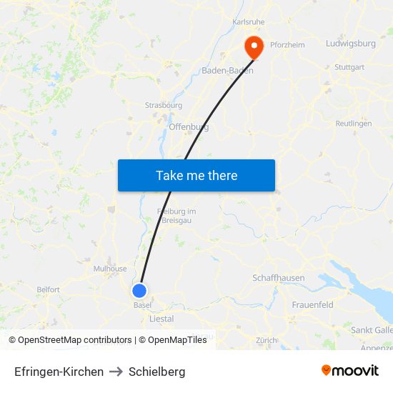 Efringen-Kirchen to Schielberg map