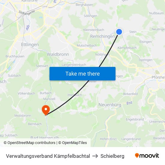 Verwaltungsverband Kämpfelbachtal to Schielberg map