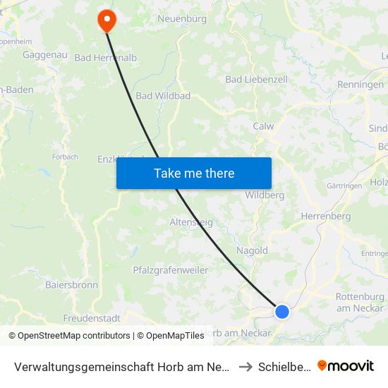Verwaltungsgemeinschaft Horb am Neckar to Schielberg map
