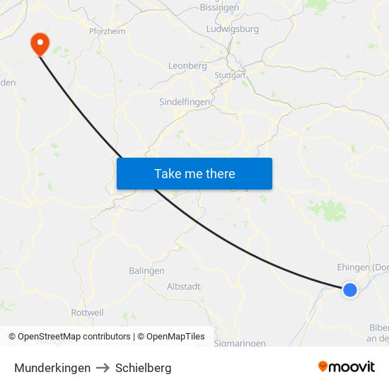 Munderkingen to Schielberg map
